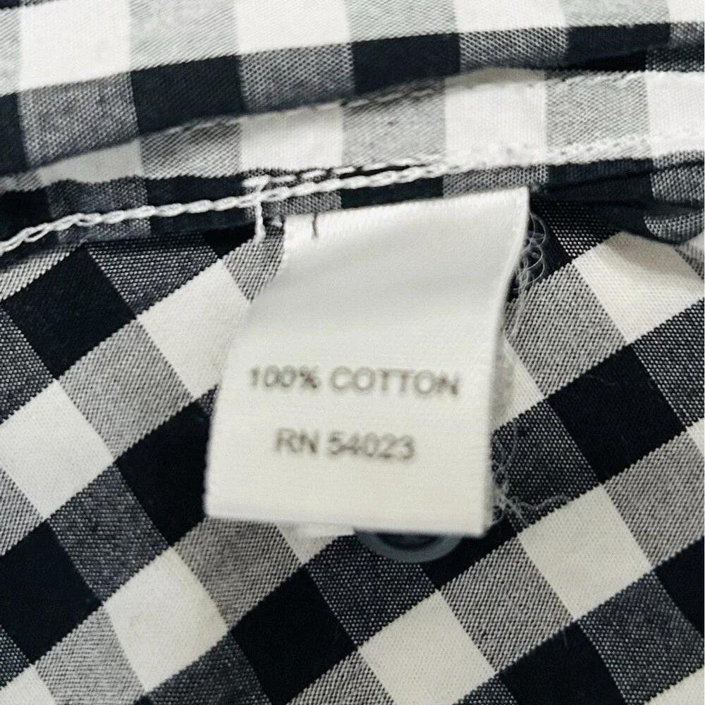 Banana Republic Shirt Men M 15-15 1/2 Black White Plaid Button Down Casual Prepy